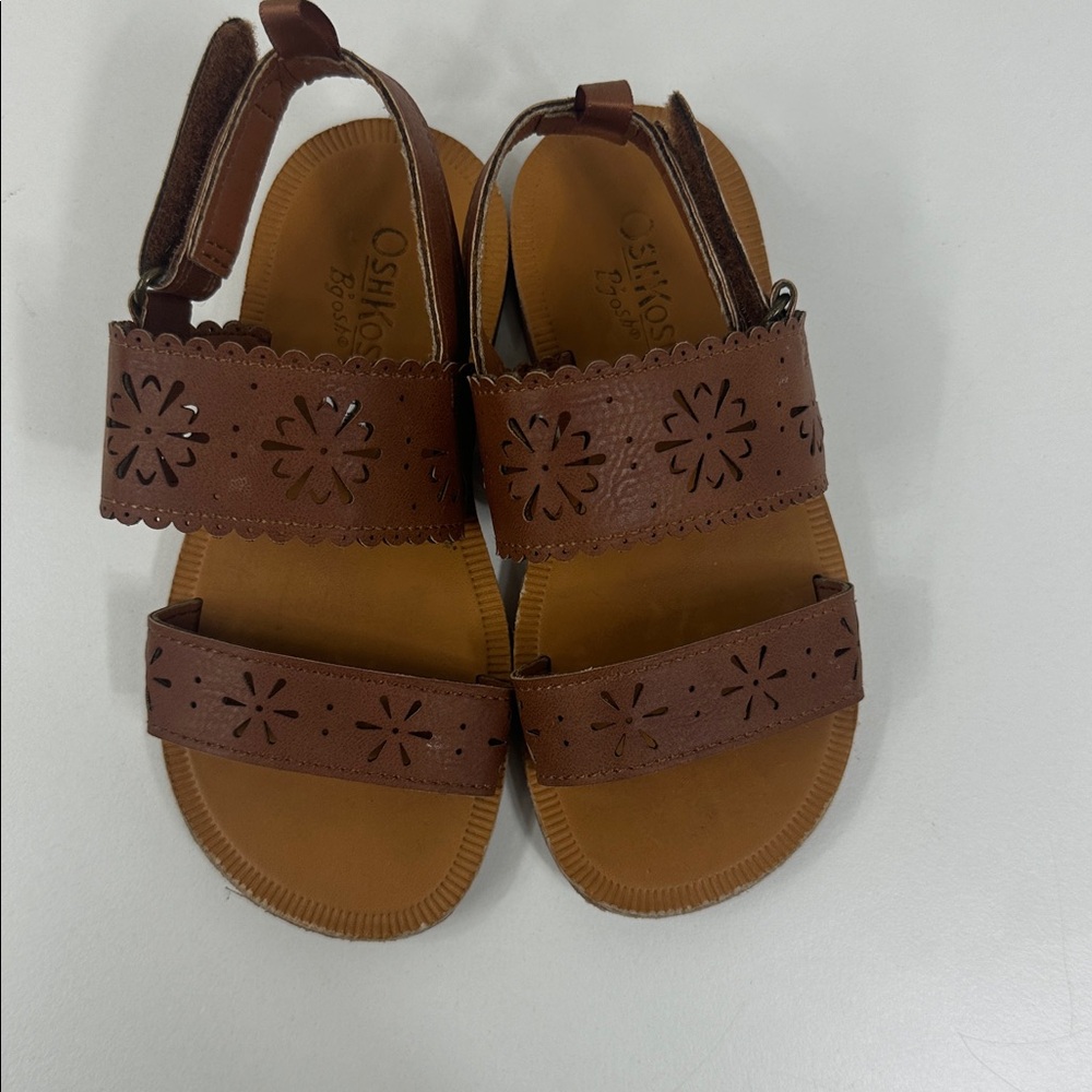 OshKoshBGosh Brown Kids Sandals with Velcro Girls size 10M summer beach stylish - Picture 9 of 11